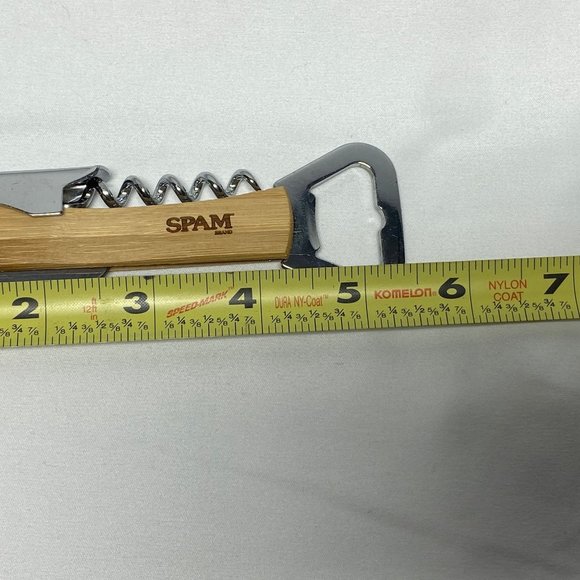Set of 2  Spam Advertising Wood Metal Keychain Bottle Opener and Multi Tool - Picture 10 of 11